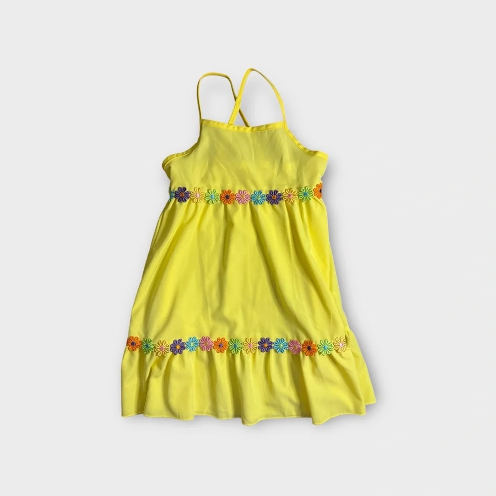 SHEIN Embroidered Floral Yellow Dress